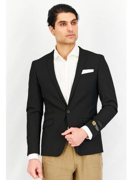 Buy Men Slim Fit Plain Formal Blazer, Black in UAE