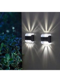 اشتري Solar Light Outdoor LED 4-Pack Garden Fences Yard Patio Balcony Greenhouse Decoration Night Lights Waterproof Garden Solar Wall Lamp White في الامارات