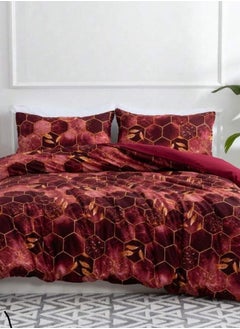 Buy Various King/Queen/Single Size Duvet Cover Set, Black with Grey Geometric Design in UAE