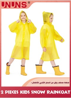 اشتري Kids Raincoat,2 Pcs Kids Waterproof Thick Rain Ponchos For Kids,Reusable Emergency Rain Coats For Boys Girls,Kids Snow Rainwear Jacket with Hood and Drawstring,Portable EVA Rain Jacket,Yellow في الامارات