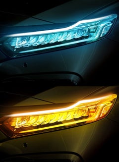 اشتري 2pcs LED DRL Car Daytime Running Light Flexible Waterproof Strip Auto Headlights ice Blue Turn Signal Yellow Brake Flow Lights 12V في السعودية