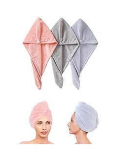 اشتري Hair Wrap Towel 3 Pcs Microfiber Drying Headwear Quick Drying Twist Cap Thick Shower Cap Different Colors Multicolour في مصر