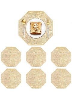 Buy 6-Piece Vinyl Dining Table Decorative Placemats Gold in Saudi Arabia