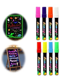 اشتري Erasable Chalk Markers Pens Set, 8 Colors Colorful Graffiti Highlighter Marker for Flashing LED Lighted Board, Blackboard, Whiteboard, Menu Message Board, Glass, Window, Art-Chalk Pen, Whiteboard Pen في الامارات