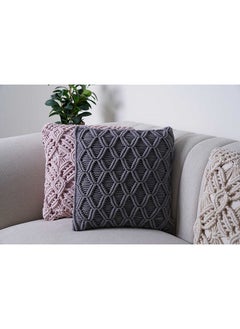 Buy Macrame Diamond Filled Cushion 45x45Cm Grey in UAE