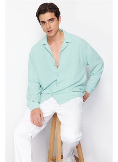 اشتري Mint Oversize Fit Open Collar Summer Linen Look Shirt TMNSS23GO00053 في مصر