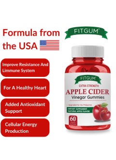 Buy Apple Cider Vinegar Gummies Fitgum Original Apple Cider Gummies For Weight Loss 60pcs in UAE