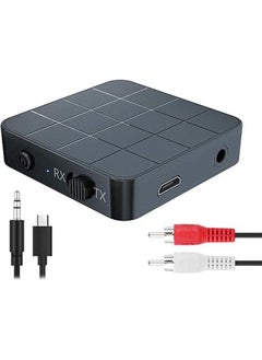 اشتري Bluetooth 5.0 2-in-1 Audio Transmitter Receiver TV Computer Speaker Adapter 0.138" RCA AUX Bluetooth Wireless Audio Adapter for Home Stereo PC Mobile في السعودية