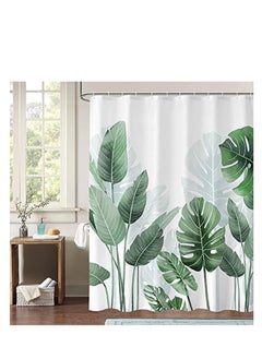 Buy Waterproof Fabric Plant Shower Curtain for Bathroom with 12 Hooks, Tropical Green Plant Shower Curtain for Laundry room,180x200cm, in UAE