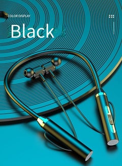 Buy wireless bluetooth headset sports binaural in-ear neck hanging neck headset super long standby battery life black in Saudi Arabia