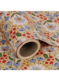 Buy Watercolor Floral Kraft Wrapping Paper Roll All Occasion Vintage Flower Gift Wrap For Wedding Birthday Bridal Shower 17 Inch X 10 Ft in UAE