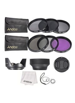 اشتري Andoer 49mm Lens Filter Kit UV+CPL+FLD+ND(ND2 ND4 ND8) with Carry Pouch / Lens Cap / Lens Cap Holder / Tulip & Rubber Lens Hoods / Cleaning Cloth في الامارات