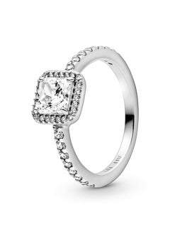 Buy PANDORA Square Halo Ring in Sterling Silver with Clear Cubic Zirconia in UAE