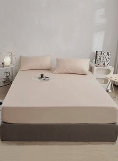 Buy Bed linen set of 3 pieces, plain beige color, variance sizes. in UAE