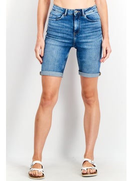 Buy Women Regular Fit Wash Denim short, Blue in UAE