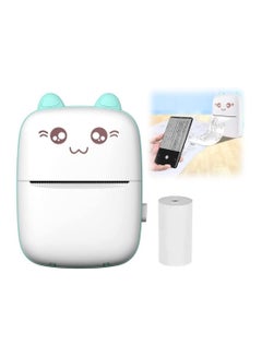 Buy Portable Printer, Mini Pocket Printer Wireless Bluetooth Thermal with Printing Paper USB Cable for Note Photo Web Document Label Receipt Study Home Office, Blue in Saudi Arabia