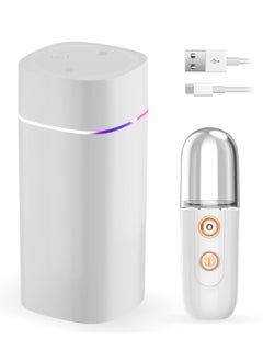 اشتري Small Humidifier Portable Mini Mister Double Moisture Compact Overnight Operation for Small Rooms 2 Mist Settings USB Charge Super Quiet Humidifier في الامارات