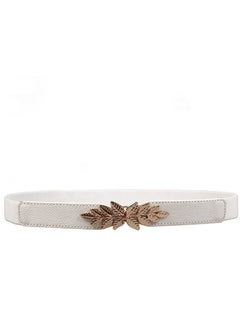 Buy Flower Elastic Decorative Belt Elastic Pearl Inlaid 63cm White in UAE