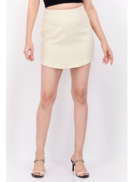 اشتري Women Textured Mini Skirt, Beige في الامارات