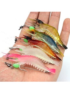 Buy Fishing Lures - 5pcs Soft Luminous Shrimp Lures Set, Shrimp Bait Set with Sharp Hooks, Fishing Tackle for Freshwater and Saltwater Bass Trout Catfish in Saudi Arabia