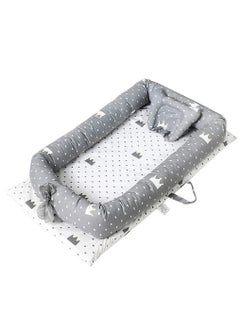 Buy Baby Bassinet Bed, Baby Nest with Small Pillows, Soft Newborn Bionic Sleeping Bed for Bedroom (Grey Crown) in Saudi Arabia