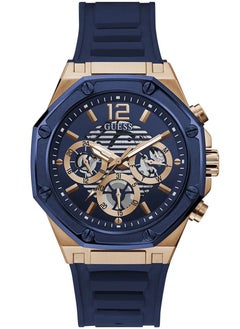 Buy GUESS Watch for Men, Quartz Movement, Analog Display, Blue Silicone Strap-GW0263G2 in Egypt