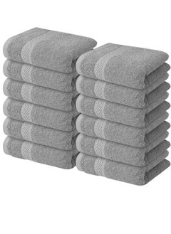 اشتري Infinitee Xclusives [12 Pack] Premium Grey Wash Cloths and Face Towels, 33cm x 33cm 100% Cotton, Soft and Absorbent Washcloths Set - Perfect for Bathroom, Gym, and Spa في الامارات