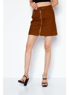 اشتري Women Solid Mini Skirt, Brown في الامارات