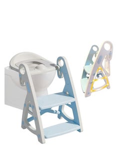 Buy Baby Potty Training Toilet Seat, 2 in 1 Height Adjustable Toilet Trainer with Step Stool Ladder, Foldable Toddler Potty Chair for Boys and Girls (Blue) in Saudi Arabia