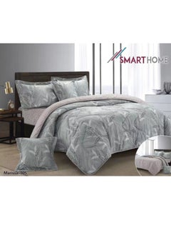 Buy 100% Microfiber Single Bed Mattress, Geometric Design Bed Cover, Reversible, Set of 4, Size 230X170cm in Saudi Arabia