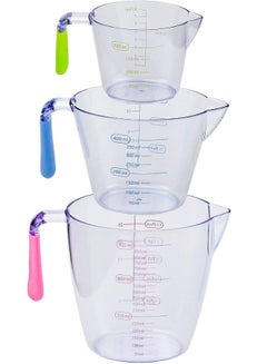 Buy 3Pcs Clear Measuring Jug 200ml 400ml 900ml Plastic Measuring Cups Set Transparent Accuracy Graduated with Handle for Kitchen Cooking Baking in Egypt