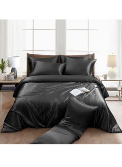 Buy 4 Pieces Single Size Satin Luxury Silky Bedding Duvet Cover Set Skin-friendly And Comfortable, Soft And Smooth For Bedroom And Living Room 160x210 cm in UAE