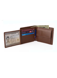 Buy RFID Blocking Genuine Leather wallet For Men Brown in UAE