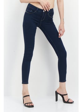 اشتري Women Skinny Fit Solid Stretchable 28 Length Jeans, Dark Blue في الامارات