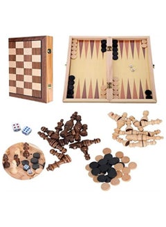 Buy Wooden Chess Set 15"x 15", 3-in-1 Chess Board Games with Folding Chess Board, Chess Checkers, Backgammon, Tic Tac Toe Games, Travel Folding Chess Board Game Sets for Adults and Kids in Saudi Arabia