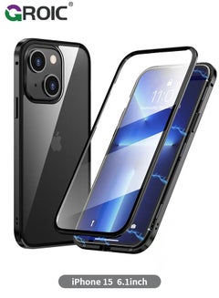 Buy Privacy Magnetic Case for iPhone 15 with Anti Peeping, Magnetic Tempered Glass Double-Sided Phone Case iPhone 15 Screen Protector, Case Clear for iPhone 15 in UAE