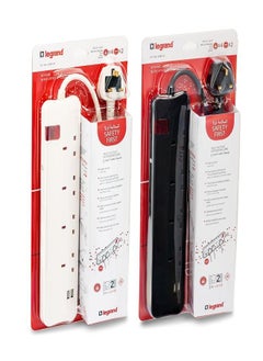 اشتري Legrand Power Extension Cord 4 Sockets 2Usb  4 Sockets 2Usb 3M White/Black في السعودية