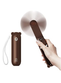 Buy Portable Handheld Fan, Mini Pocket Hand Fan, Small Battery Operated 14-21 hours, USB Rechargeable Foldable Fan, Quiet Personal Fan with Power Bank, Flashlight for Indoor, Outdoor - Brown in UAE