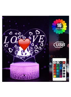 Buy 3D  Illusion Lamp Night Light 16 Colors Changing Smart Touch Remote Control Optical Illusion Bedside Bedroom Home Decoration Birthday Valentine's Day gift in UAE