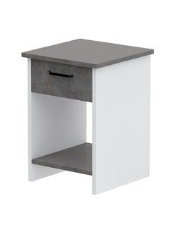 Buy Mahmayi Modern Night Stand Table, Side Table with Single Drawer Storage and Open Storage Shelves, Side Table For Living Room, Bedroom - Metal Fabric Anthracite and White in UAE