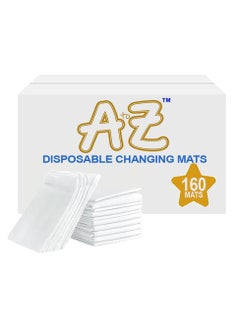 اشتري A to Z - Disposable Changing Mat size (45cm x 60cm) Large- Premium Quality for Baby Soft Ultra Absorbent Waterproof - Pack of 160 - White في الامارات