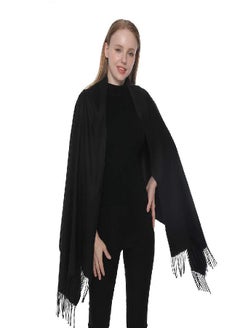 اشتري Yeieeo Pashmina Scarf for Women Soft Cashmere Scarves Stylish Large Shawl Wrap (Black) في الامارات