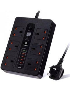 Buy 12 IN 1 Smart Timer Power Strip with 6 AC Outlets, 5 USB Ports, and 1 USB-C Port Supports Charging - Black in Saudi Arabia