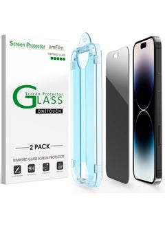 Buy amFilm OneTouch Compatible with iPhone 14 Pro Max (6.7") 2022 Privacy Tempered Glass Screen Protector - with Easy Installation Kit, Full Coverage Case Friendly (2-Pack) in Egypt