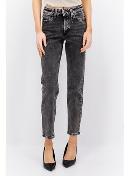 اشتري Women Regular Fit High Waist Stretchable Denim, Washed Black في الامارات