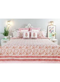 3-Piece Bedspread Set Cotton Brown/White Single price in UAE, Noon UAE