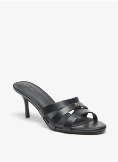 اشتري Monogram Print Slip-On Sandals with Stiletto Heels في السعودية