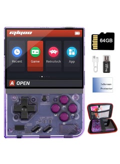 اشتري Miyoo Mini Plus Handheld Game Console, with Dedicated Storage Case, 3.5 Inch IPS 640x480 Screen, 64G/128G TF Card with 10,000+ Games, 3000mAh 7+Hours Battery, Support Wireless Network (Purple 64G) في الامارات