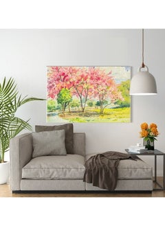 Buy Canvas Wall Art, Abstract Framed Portrait of wild himalayan cherry tree flowers in sky and cloud background in Egypt