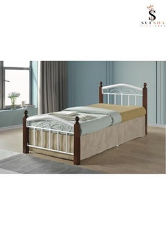 Buy Wooden And Steel Durable Single Bed For Home 190x90 with Medical Mattress in UAE